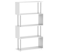 HOMCOM Bibliothèque étagère Design en S 4 Niveaux 80L x 30l x 145H cm Blanc | Contemporain