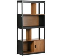 HOMCOM Bibliothèque étagère meuble de rangement 4 niveaux et 1 porte pour salon bureau chambre à coucher 76,5 x 30 x 150 cm