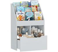 HOMCOM Bibliothèque étagère Multi-Rangement 3 étagères 2 niches Grand tiroir en Bois Gris