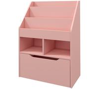 HOMCOM Bibliothèque étagère Multi-Rangement 3 étagères 2 niches Grand tiroir en bois Rose