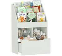 HOMCOM Bibliothèque étagère Multi-Rangement 3 étagères 2 niches Grand tiroir en Bois Vert Clair