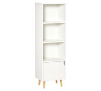 HOMCOM Bibliothèque étagère Rangement Colonne pour Salon, Salle de Bain Blanc en Bois dim. 40L x 30l x 130H cm