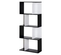 Homcom Bibliothèque Étagère Serpentine Bicolore Noir et Blanc, 4 Tablettes 60x24x148cm Aosom France