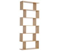 HomCom Bibliothèque étagère Zig Zag design contemporain 6 niveaux 80x23x192 cm Chêne clair