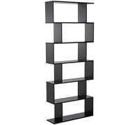 HOMCOM Bibliothèque Étagère Zig Zag 6 Niveaux 80Lx23lx192Hcm Noir | Design Contemporain