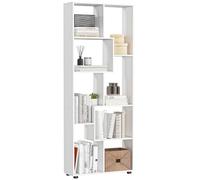 HOMCOM Bibliothèque Étagère Zig Zag 70L x 24l x 178H cm Blanc | Design Contemporain, Panneaux Particules