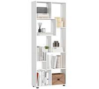HOMCOM Bibliothèque étagère zig zag design contemporain 70L x 24l x 178H cm panneaux particules blanc