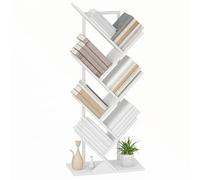 HOMCOM Bibliothèque étroite en Forme d'arbre, 7 Niveaux, Blanc | Arbre, étagère rangement, angle, bureau, séparateur pièce, pour CD, DVD, albums, salon, chambre, bureau