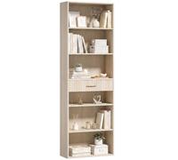 HOMCOM Bibliothèque Haute 7 Niveaux avec Cubes et tiroir, étagère de Rangement sur Pied 60 x 24 x 182 cm, Gain de Place pour Bureau, Salon, Effet Bois chêne