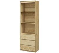 HOMCOM Bibliothèque haute de 180 cm avec 3 étagères et 3 tiroirs dim. 60L x 35l x 180H cm Panneaux Particules effet bois