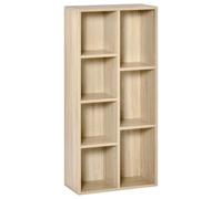 HOMCOM Bibliothèque Meuble de Rangement 50l x 24P x 106H cm Bois Naturel | Étagère Cube, 7 Compartiments, pour Salon, Chambre, Bureau