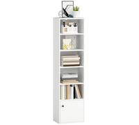 HOMCOM Bibliothèque Meuble de Rangement Étagère à Livres 6 Niveaux Blanc | 3 Étagères Réglables, Placard, Style Moderne, Salon, Bureau, Salle à Manger