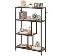 HOMCOM Bibliothèque Mobile à 4 Étagères de Style Industriel en Bois et Métal, 77x30x116 cm, Marron Rustique