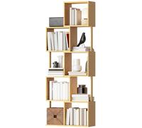HOMCOM Bibliothèque Moderne Asymétrique à 5 Niveaux en Bambou, 62.5 x 23 x 165 cm, Couleur Bois Naturel