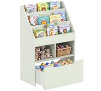 HomCom Bibliothèque multi-rangement 3 étagères, 2 niches, grand tiroir bois vert clair