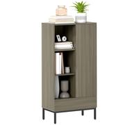 HOMCOM Bibliothèque, Placard à Porte, Étagères, 60 x 34 x 121 cm, Gris | Meuble de Rangement, 3 Compartiments Ouverts, Étagères Ajustables, Buffet Salon, Salle à Manger, Meubles de Salon