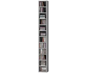 HOMCOM Bibliothèque porte-CD à 12 étagères pour 204 CD, en MDF et panneau de particules, 21x20x175 cm, Gris