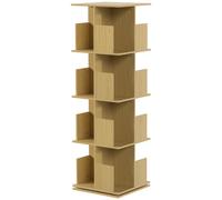 HOMCOM Bibliothèque Rotative à 4 Niveaux, Étagère Rangement avec 16 Compartiments, 39 x 39 x 128,3 cm, Chêne