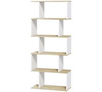 HOMCOM Bibliothèque style scandinave meuble de rangement 5 étagères anti-basculement Charge 25 kg aspect bois & Blanc