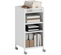 HOMCOM bibliothèque sur roulettes, Chariot à Livres 3 Niveaux Blanc