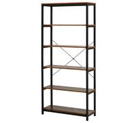 HOMCOM Bibliothèque Verticale de Style Industriel Vintage, Étagère Gain de Place avec 6 Étagères en Bois et Métal Noir, 80x30x180cm