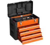 HOMCOM Boîte à Outils à 4 Tiroirs Acier Thermolaqué Poignée Orange | Caisse à Outils, Plateau Amovible, Glissières Fluides, Coffre à Outils Robuste pour Atelier et Garage