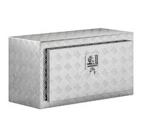 HOMCOM Boîte à outils en aluminium avec serrure et 2 clés Argent | Boîte à outils 96L, étanche, durable, boîte de rangement pour camionnettes pick-up, camping-cars, remorques