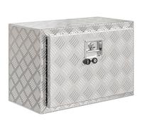 HOMCOM Boîte à outils pour camion en aluminium, 60,9 x 35,5 x 40,6 cm, coffre de rangement 76 L avec serrure et clés, argent