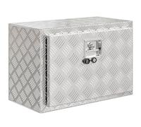 HOMCOM Boîte à Outils pour Camion en Aluminium, 60,9 x 35,5 x 40,6 cm, Coffre de Rangement pour Camion 76 L à Texture Diamant, Serrure et Clés, Couvercle Rabattable, pour Remorque, Camping-Car, Argent