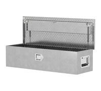 HOMCOM Boîte à outils pour remorque boîte de rangement en aluminium poignées larges et antidérapantes 99 x 33 x 25,5 cm argent