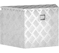 HOMCOM Boîte à outils pour remorque, boîte de rangement en aluminium, serrure intégrée avec clés, en forme trapézoïdal, pour camionnettes, remorques, 73,7 x 41 x 46 cm, argent