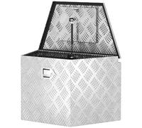 HOMCOM Boîte à outils pour remorque boîte de rangement en aluminium verrouillable en forme trapézoïdal 73,7 x 41 x 46 cm argent