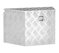 HOMCOM Boîte à outils pour remorque, boîte de rangement en aluminium, serrure intégrée avec clés, en forme trapézoïdal, pour camionnettes, remorques, 73,7 x 41 x 46 cm, argent
