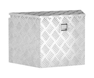 HOMCOM Boîte à outils pour remorque Trapézoïdale 73,7 x 41 x 46 cm Argent | Boîte de Rangement en Aluminium, Serrure Intégrée avec Clés, pour Camionnettes