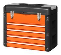 HOMCOM Boîte à outils vide, 49,7 x 25,3 x 40,7 cm Boîte à outils avec 4 tiroirs, Mini-Boîte en acier Orange