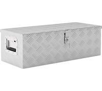 HOMCOM Boite de rangement - boîte à outils en aluminium - caisse à outil alu. poignées rétractables verrouillage im. 76L x 33l x 25H cm
