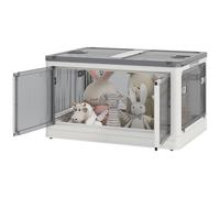 HOMCOM Boîte de rangement pliable et empilable 99L en plastique avec couvercle et 4 roulettes, accès à 5 côtés, blanc