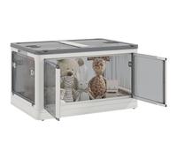 HOMCOM Boîte de rangement pliable et empilable 99L en plastique, caisse rangement cube avec couvercle et 4 roulettes, accès à 5 côtés, pour jouets et livres, blanc