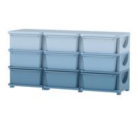 HOMCOM Boîte de rangement pour enfants, boîte de rangement enfant, 9 tiroirs, bleu