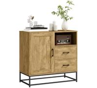HOMCOM Buffet de rangement moderne 2 tiroirs compartiment ouvert étagère réglable bois naturel