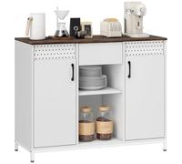 HOMCOM Buffet 2 Portes avec étagère Suspendue 100x40x80 cm Blanc | Buffet de salon avec tiroir, compartiments ouverts, étagères réglables, pour cuisine, entrée, bureau