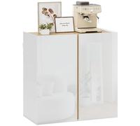 HOMCOM Buffet à Haute Brillance Meuble de Rangement 80 x 40 x 80 cm Blanc | 2 Portes à Fermeture Amortie, Étagère Réglable, Style Moderne, Buffet Salle à Manger, Cuisine et Salon
