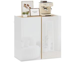 HOMCOM Buffet à Haute Brillance Meuble de Rangement 80 x 40 x 80 cm Blanc | 2 Portes à Fermeture Amortie, Étagère Réglable, Style Moderne, Buffet Salle à Manger, Cuisine et Salon