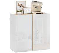 Buffet - HOMCOM - haute brillance - 2 portes à fermeture amortie et étagère réglable - panneau de particules - blanc