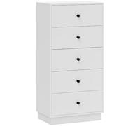 HOMCOM Buffet à tiroirs 5 tiroirs pour Couloir 47x29x95cm Blanc | Armoire en bois, meuble de rangement, style moderne, meuble à tiroirs, commode, salon, chambre