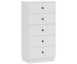 HOMCOM Buffet à tiroirs 5 tiroirs pour Couloir 47x29x95cm Blanc | Armoire en bois, meuble de rangement, style moderne, meuble à tiroirs, commode, salon, chambre