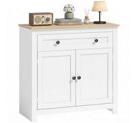 HOMCOM Buffet - Armoire de cuisine avec tiroir - Double porte - Étagère réglable - Armoire de rangement moderne pour salon, chambre à coucher - 78,5 x 35 x 80 cm - Blanc