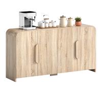 HOMCOM Buffet avec 2 placards, Portes soft-close et étagères réglables, 157 x 39 x 82 cm, Bois naturel