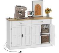 HOMCOM Buffet avec Port USB Multiprise 2 Tiroirs 140 x 40 x 91,5 cm Blanc