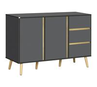 HomCom Buffet bas scandinave sur pieds 2 portes 3 tiroirs bois 120x40x80 cm gris anthracite